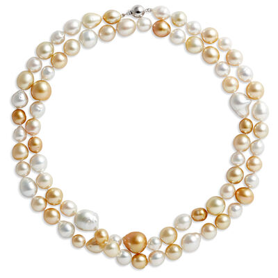 35-Inch Baroque Pearl Strand, 14K White Gold
