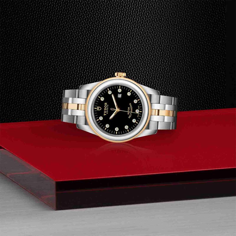 TUDOR Glamour Date Watch Steel Case Black Dial with Diamonds, 31mm image number 3
