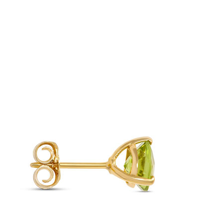 Classic Round Peridot Studs, 14K Yellow Gold