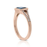 Rose Gold London Blue Topaz & Diamond Ring 14K