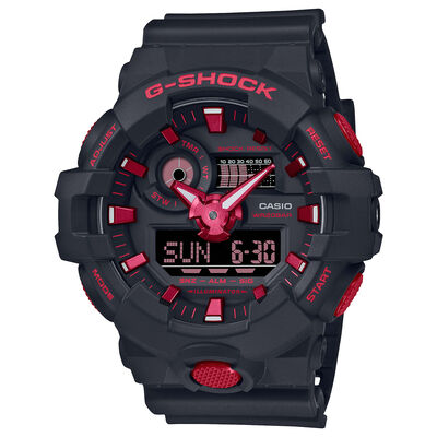 G-Shock GA-700 Series Watch Black Dial with Red Accents, 57.5mm