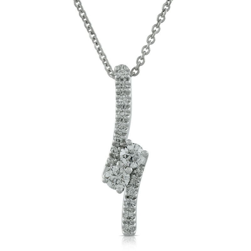Perfectly Paired 2-Stone Diamond Pendant 14K, 3/8 ctw. image number 1