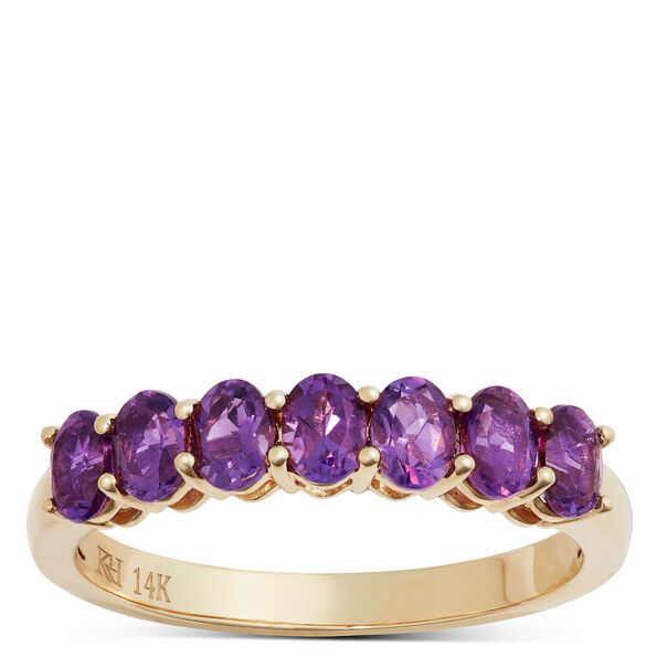 7 Oval Amethyst Ring, 14K Yellow Gold