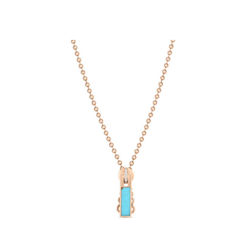 Roberto Coin Art Deco Turquoise & Diamond Zipper Necklace 18k Rose Gold, 18" image number 0