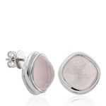 Lisa Bridge Rose Quartz Button Earrings in Sterling Silver