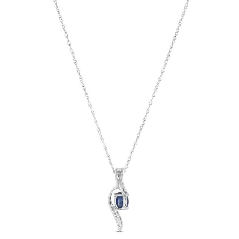 Oval Sapphire and Diamond Pendant Necklace, 14K White Gold image number 1