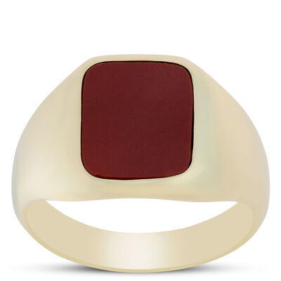 Cushion Red Jasper Ring, 14K Yellow Gold