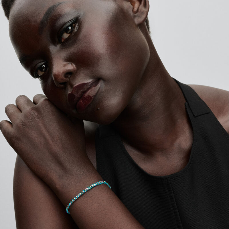 Pandora Blue Cord Box Chain Bracelet image number 2