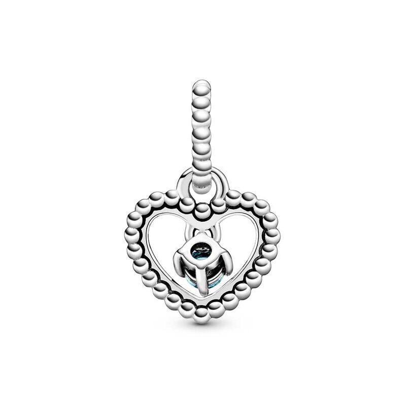 Pandora Aqua Blue Crystal Beaded Heart Dangle Charm image number 2