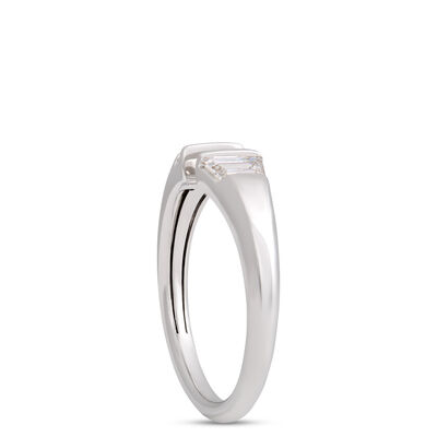 Trap Diamond Bypass Ring, 14K White Gold