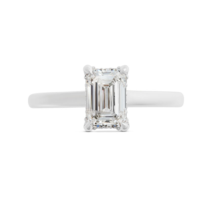 Bella Ponte Emerald Cut Diamond Engagement Ring, 14K White Gold image number 3