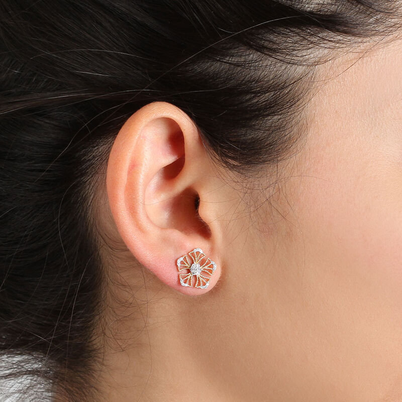 Floral Diamond Earrings 14K image number 1