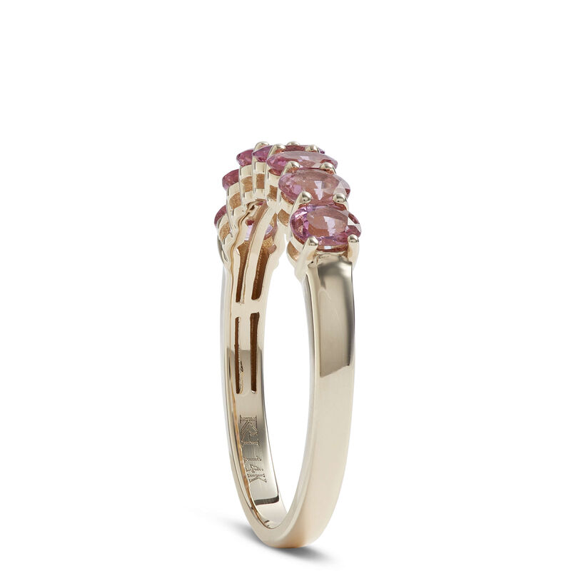 Seven Oval Pink Tourmaline Ring in 14K Yellow Gold image number 2