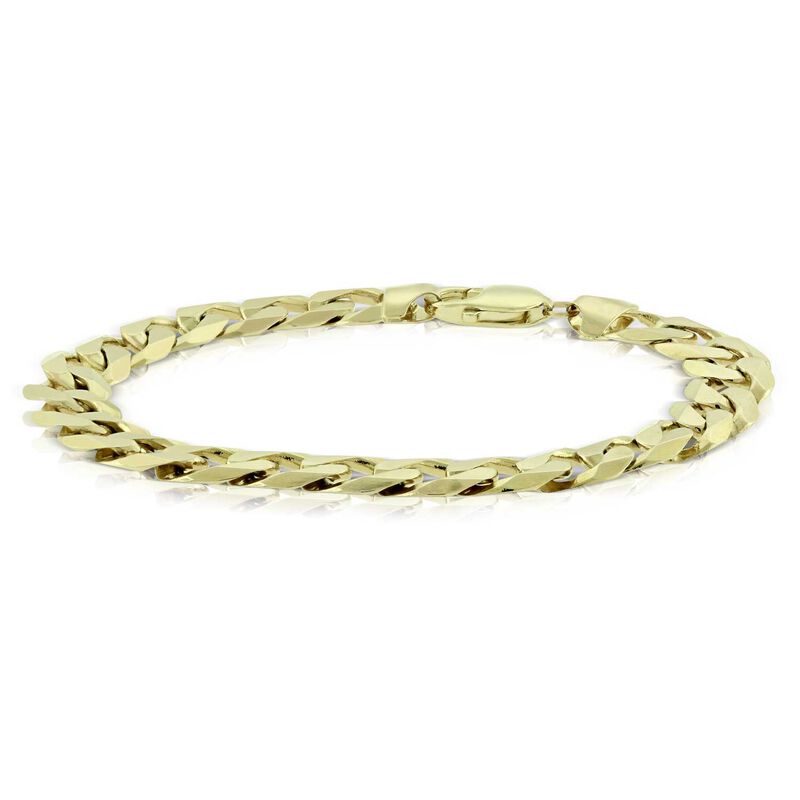 Men's Beveled Curb Link Bracelet 14K image number 0