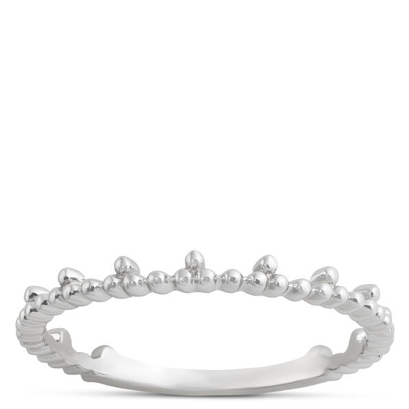 Beaded Anniversary Band with Offset Beads, 14K White Gold