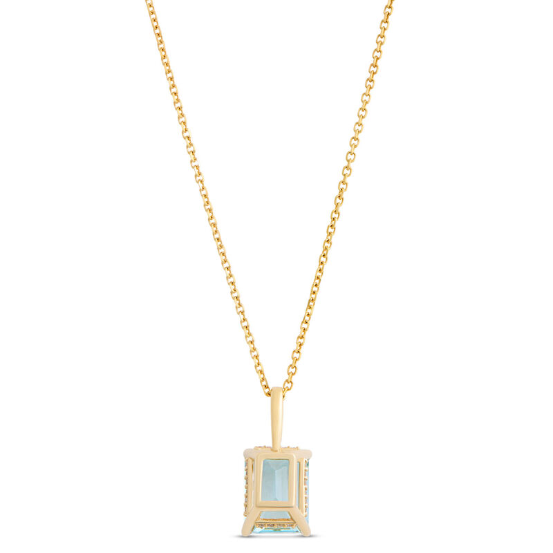 Emerald Cut Aquamarine Necklace, 14K Yellow Gold image number 1