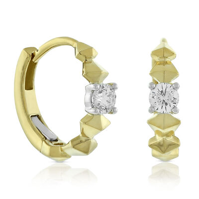Jade Trau for Ben Bridge Signature Diamond Huggie Hoop Earrings 18K