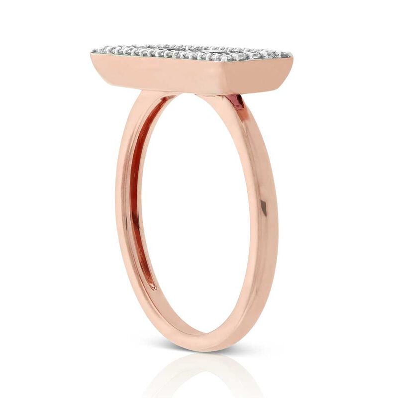 Rose Gold Pink Tourmaline & Diamond Rectangle Ring 14K image number 2