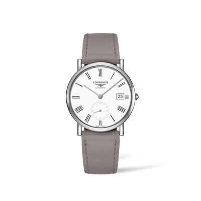 Longines Elegant Collection Watch White Dial Beige Strap, 34mm