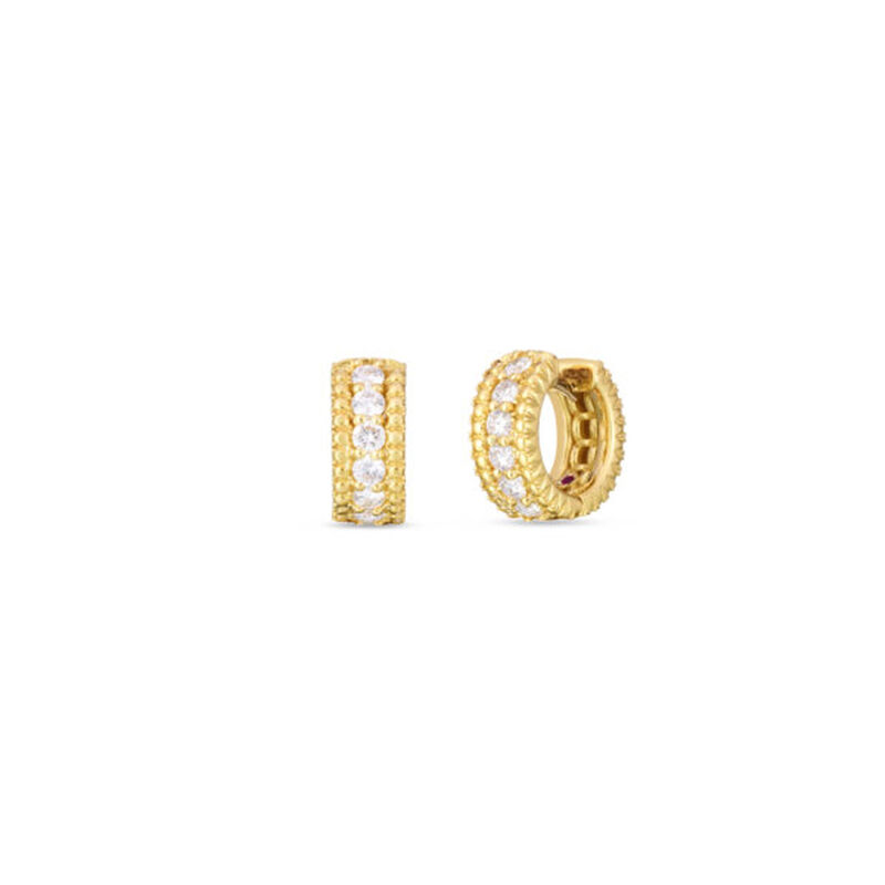 Roberto Coin Siena Diamond Huggy Hoop Earrings 18K Yellow Gold, 14mm image number 0