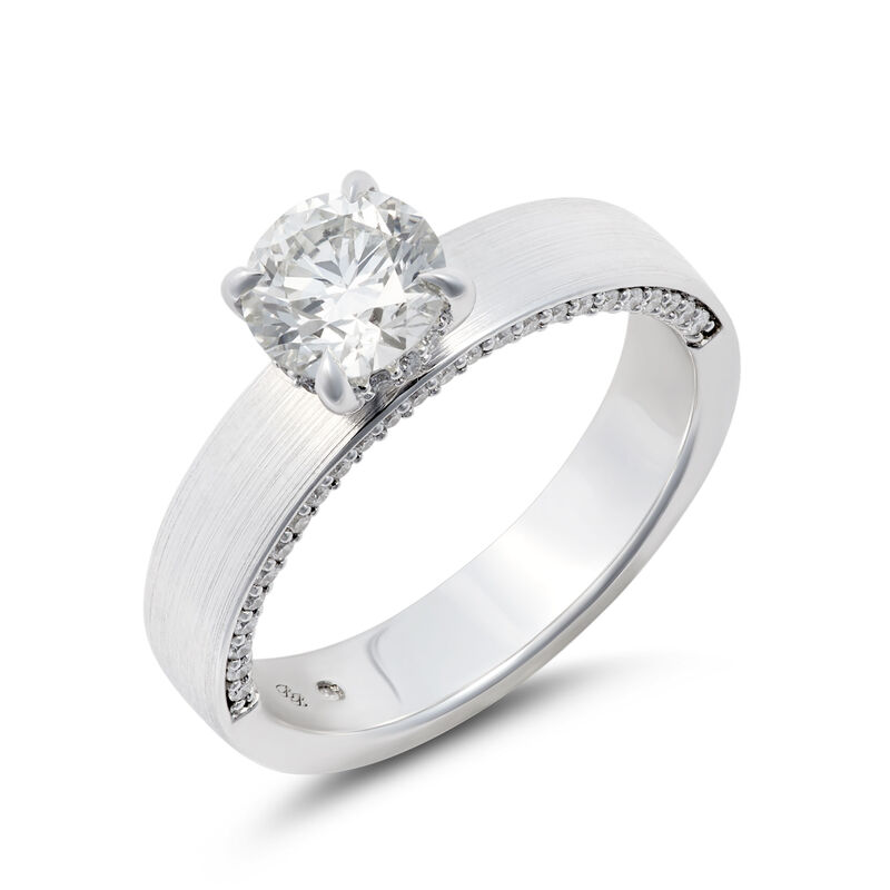 Bella Ponte Round Diamond Engagement Ring, Brushed 14K White Gold image number 0