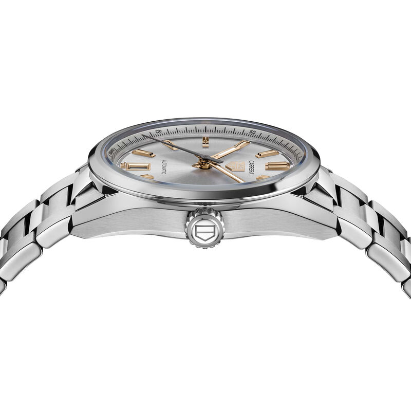TAG Heuer Carrera Date Watch Steel Case Grey Dial Gold Detailing, 36mm image number 2
