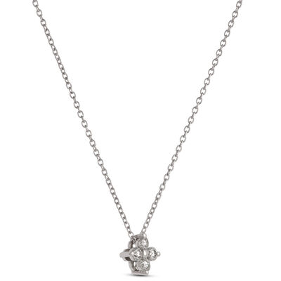 Classic Floral Diamond Pendant, &frac14; Carat Total Weight, 14K White Gold