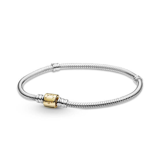 Pandora Moments Twotone Barrel Clasp Snake Chain Bracelet, 14K & Silver 599347C00 Ben