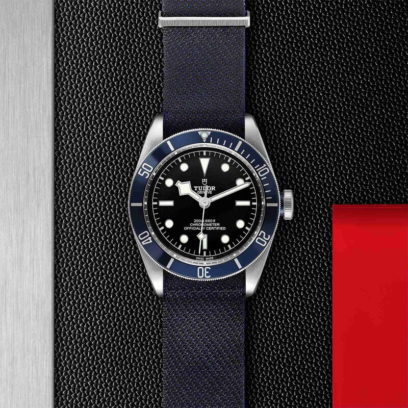 TUDOR Black Bay Watch, Steel Case Black Dial Blue Fabric Strap, 41mm image number 3
