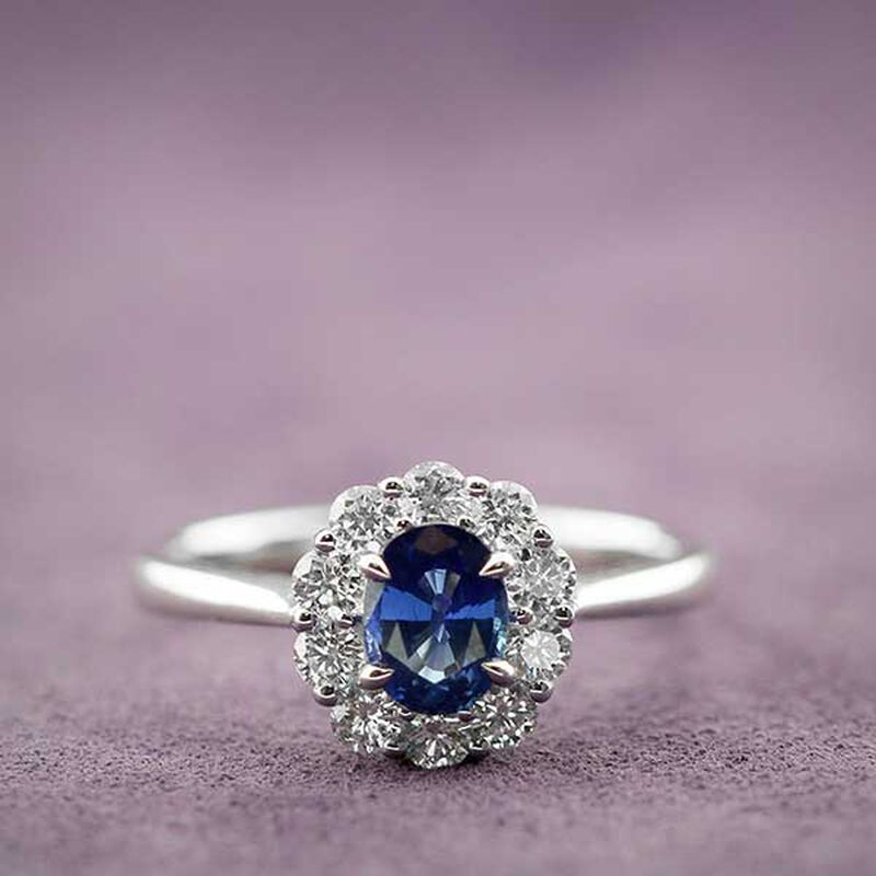 Sapphire & Diamond Ring 14K image number 8