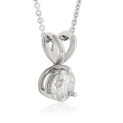 Classic Round Diamond Pendant, &frac12; Carat Total Weight, 14K White Gold