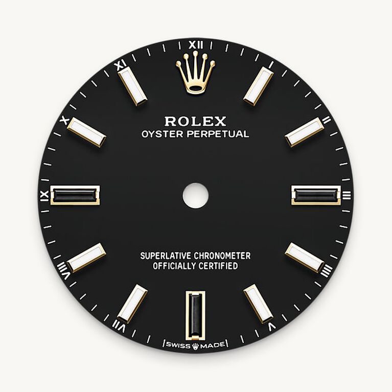 rolex oyster perpetual in 18 ct yellow gold, m124208-0001 - black dial - ben bridge