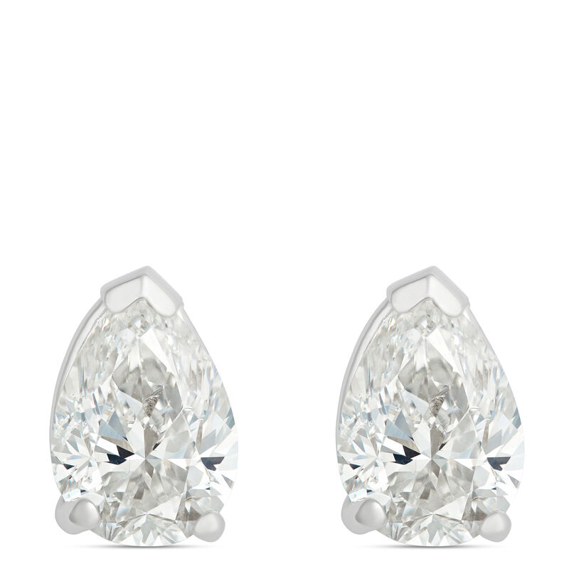 Pear Diamond Solitaire Stud Earrings 14K, 1 ctw. image number 0