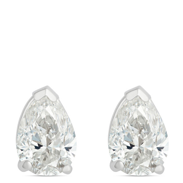 Pear Diamond Solitaire Stud Earrings 14K, 1 ctw.