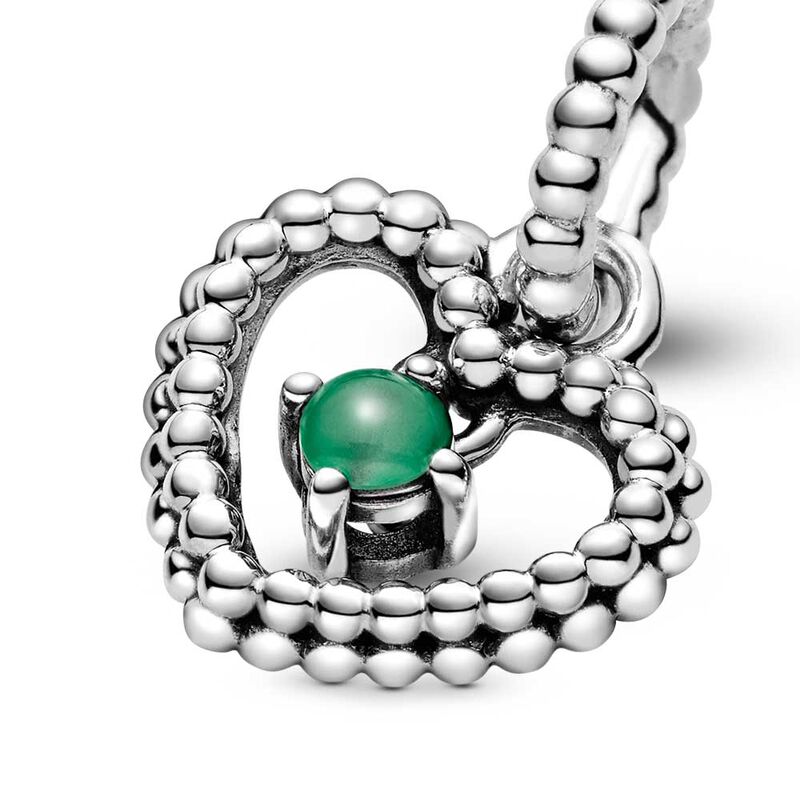Pandora Rainforest Green Crystal Beaded Heart Dangle Charm image number 4