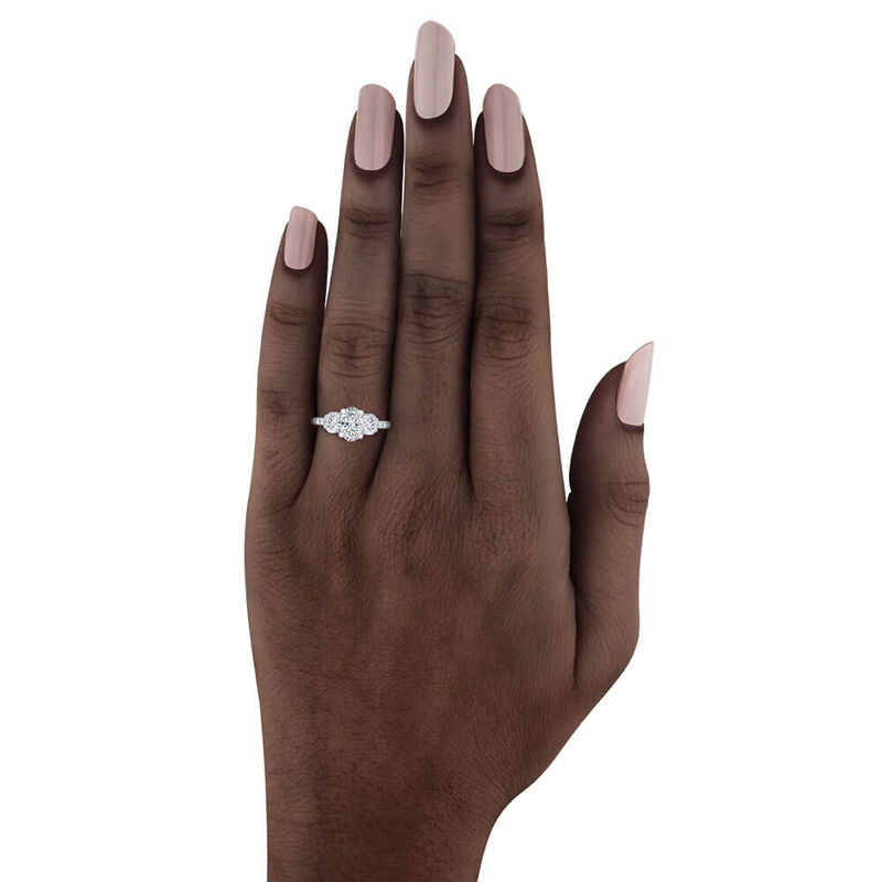 Bella Ponte 3-Stone Oval Diamond Engagement Ring, 14K White Gold image number 4