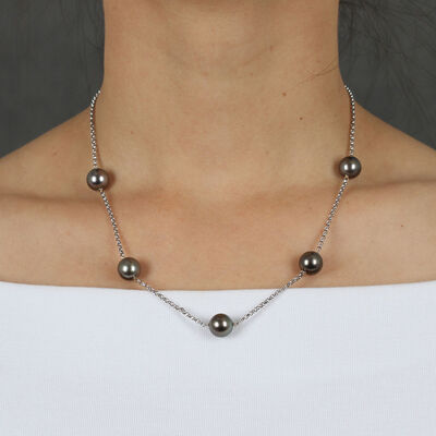 Cultured South Sea Tahitian Pearl Tin Cup Necklace 18K