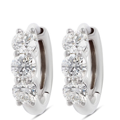 12.5MM Diamond Huggie Hoop Earrings 14K