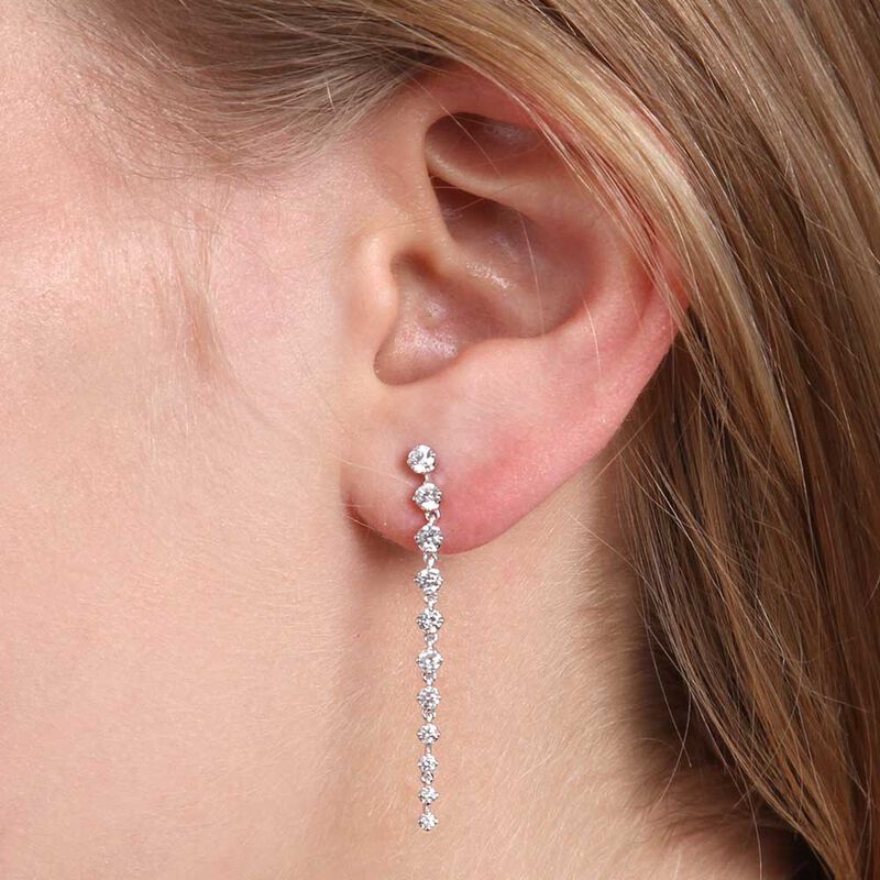 Graduated Diamond Dangle Earrings 14K