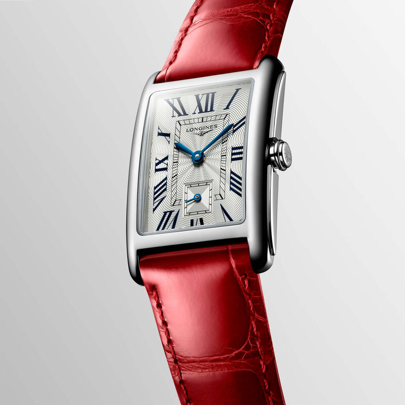 Longines DolceVita Watch Silver Dial Red Leather Strap, 23mm image number 1