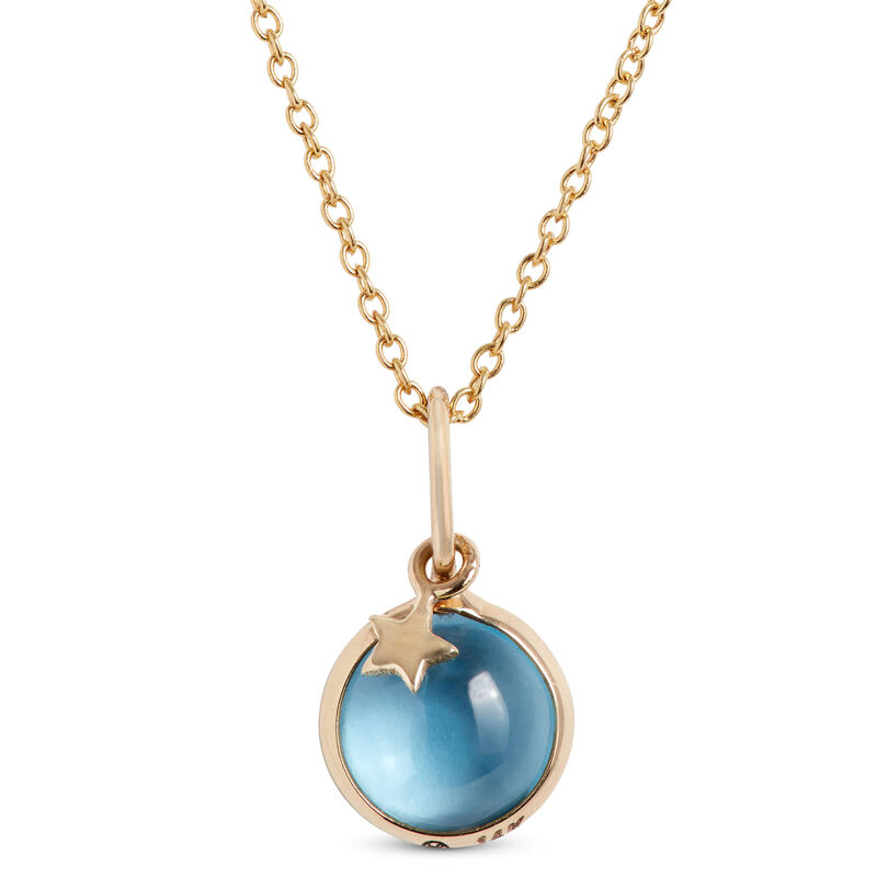 Lisa Bridge Round Blue Topaz Pendant Necklace with Star Overlay, 14K Yellow Gold image number 0