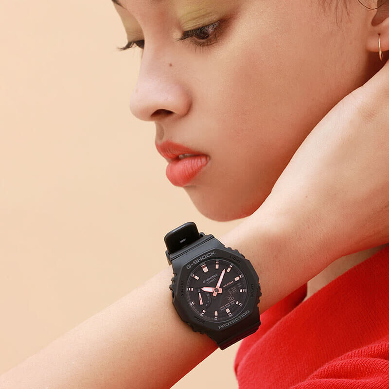 G-Shock Black & Rose Detailed Octagon Bezel Watch, 46.2mm image number 4