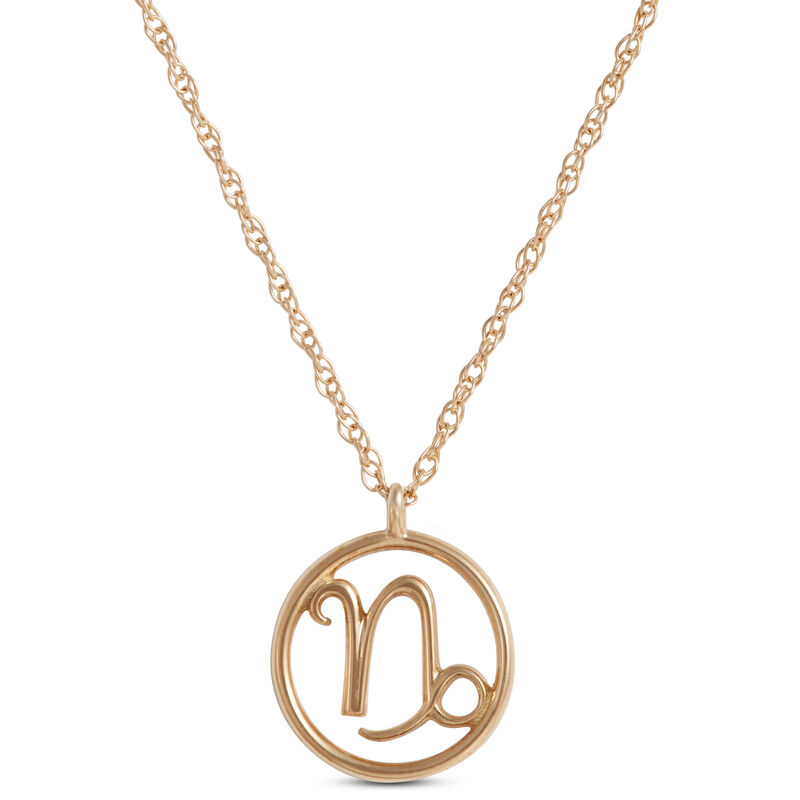 Capricorn Zodiac Sign Pendant Necklace, 14K Yellow Gold image number 0
