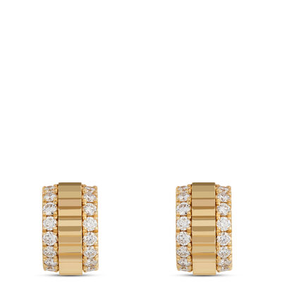 Classic Small Hoops with Round Diamonds, 8/10 Carat Total Weight, 14K Yellow Gold