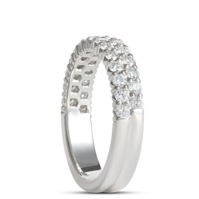 Platinum Two Row Diamond Band Size 6.5
