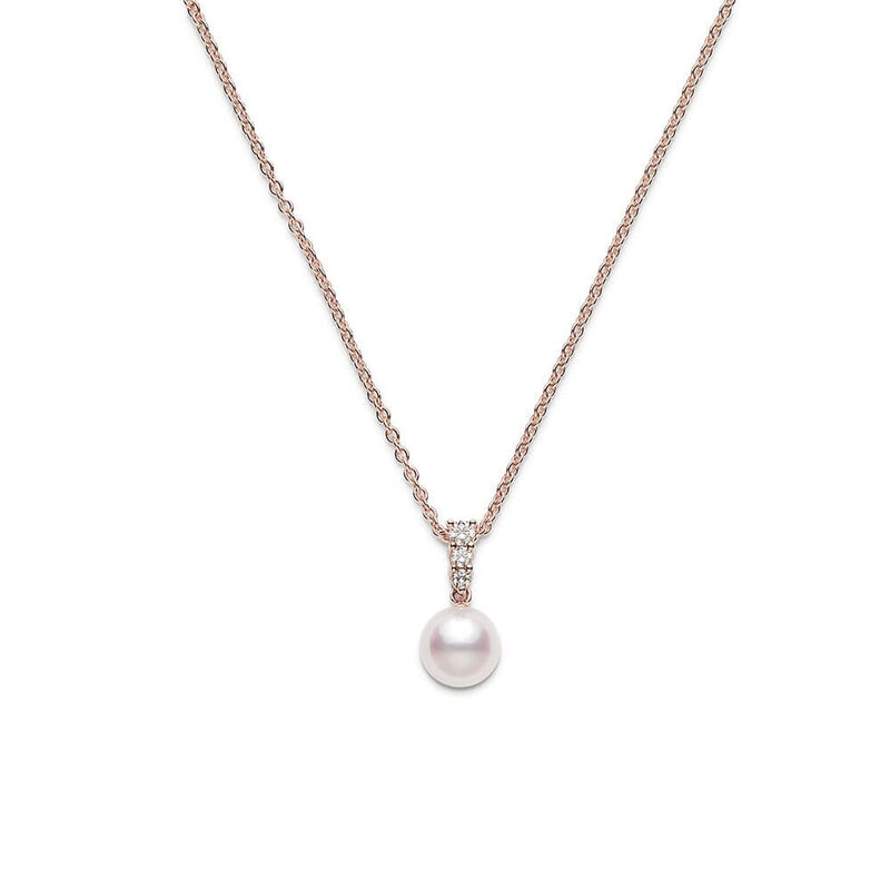 Mikimoto Morning Dew Rose Gold Cultured Akoya Pearl & Diamond Necklace 18K image number 0