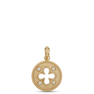 Classic Shield Charm with Round Diamonds, 0.16 Total Carat Weight, 14K Yellow Gold