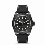 TUDOR Black Bay Watch Ceramic Case Black Dial Leather And Rubber Strap, 41mm