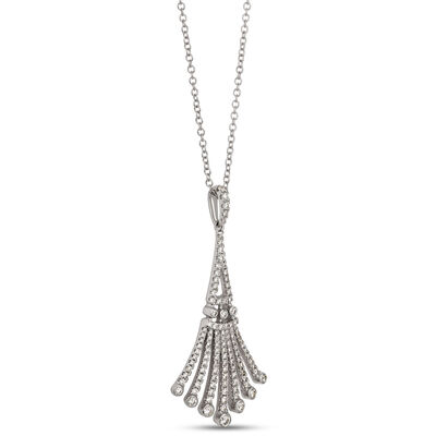 Classic Fan Diamond Pendant Necklace, ⅔ Carat Total Weight, 14K White Gold