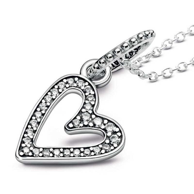 Pandora Sparkling Freehand CZ Heart Pendant Necklace image number 3